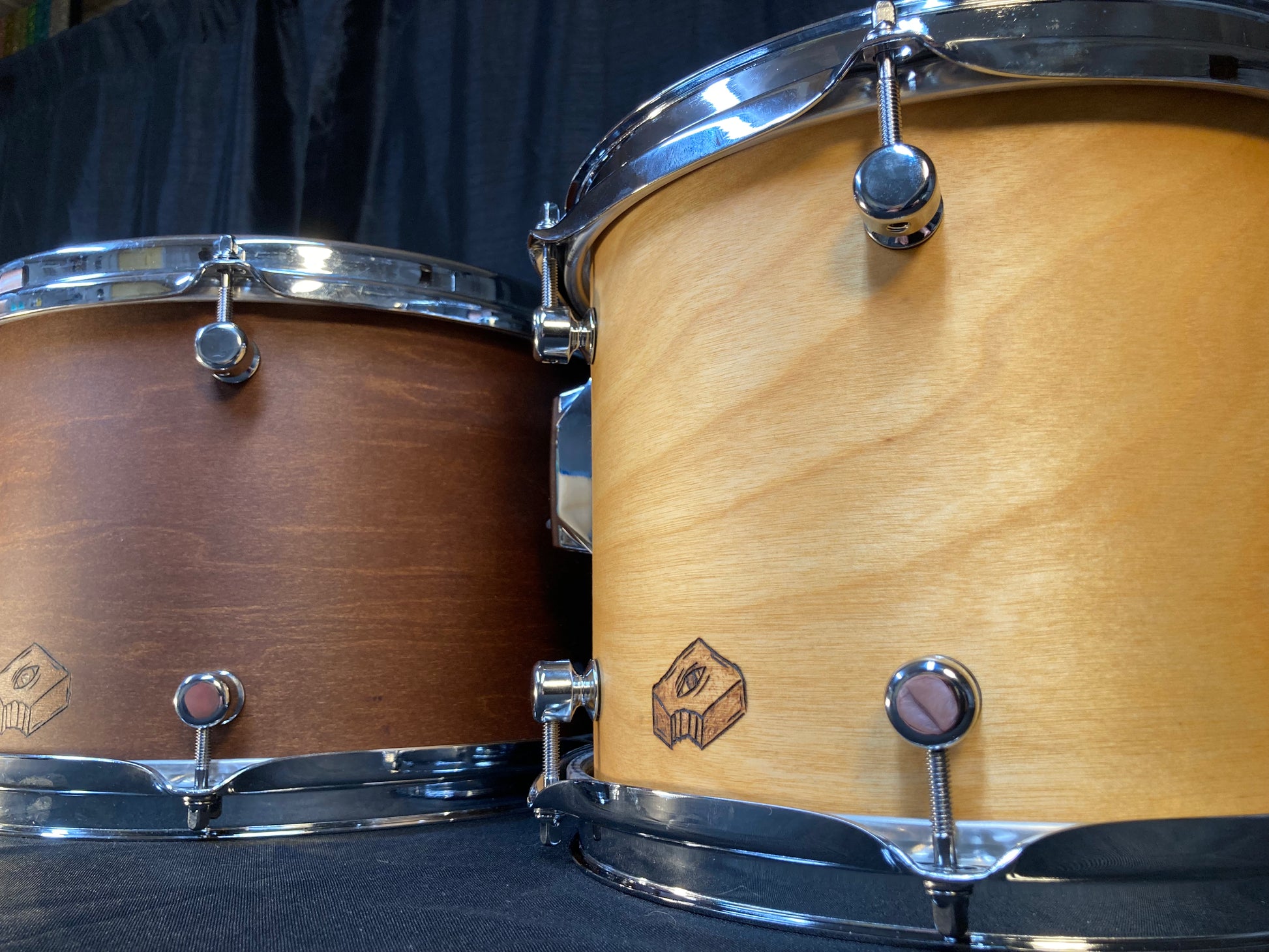 nesting drum shells with oil and wax natural finish