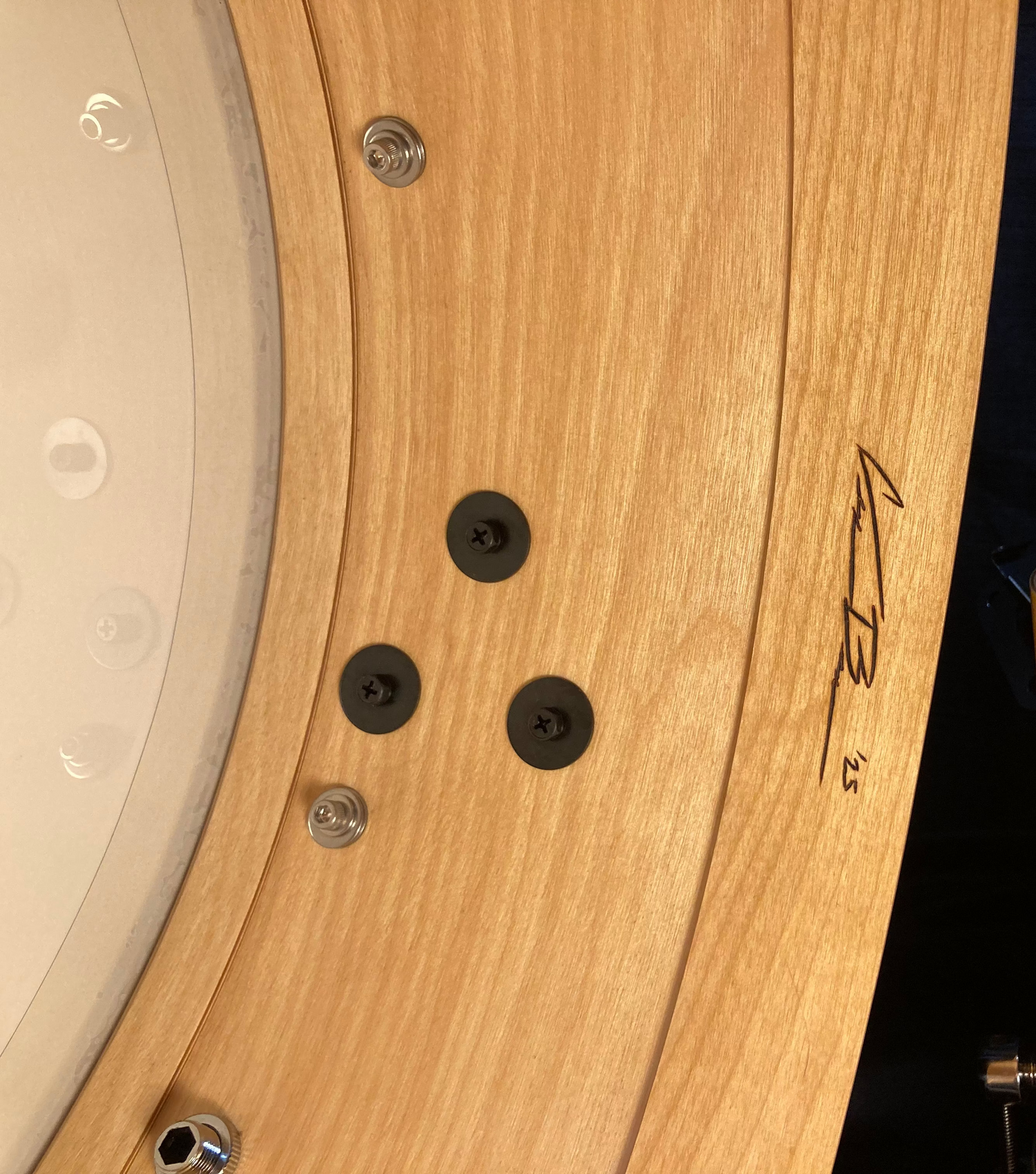 Interior shell view of a Nesting Drum signed by craftsman Cameron Brown 2025