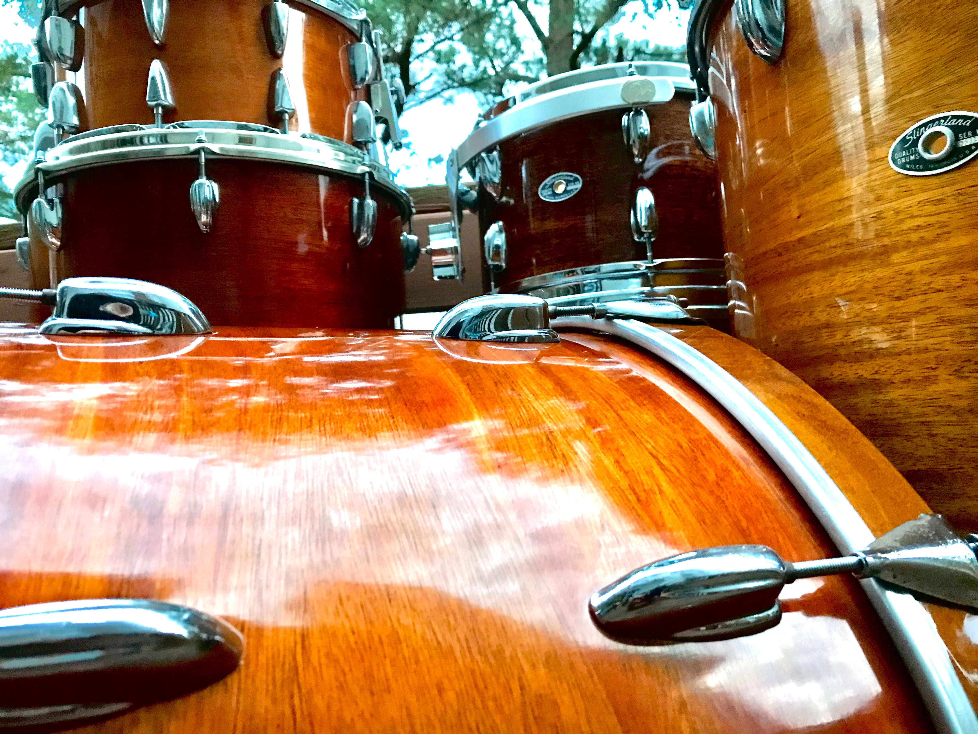 Vintage Slingerland Drum Set refinished in high gloss polyurethane