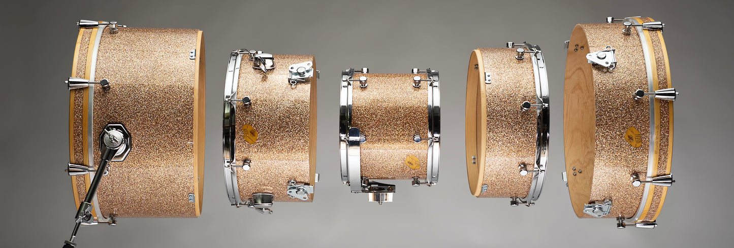 Custom Nesting Drum Set shown in an exploded view