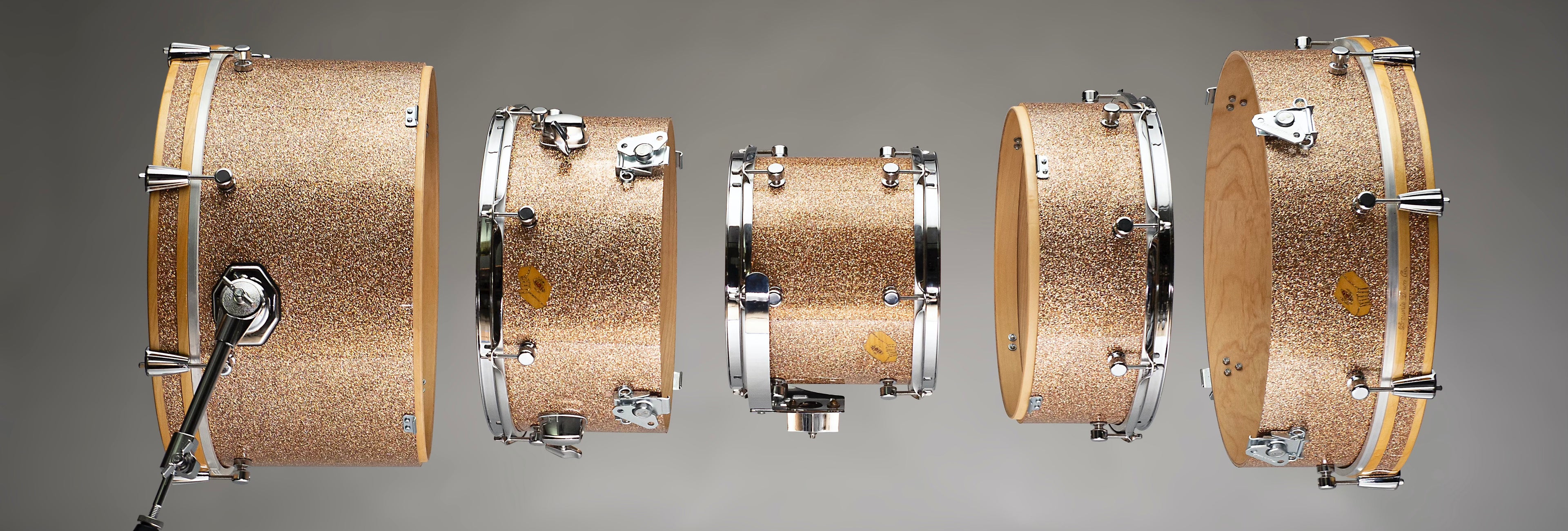Custom Nesting Drum Set shown in an exploded view