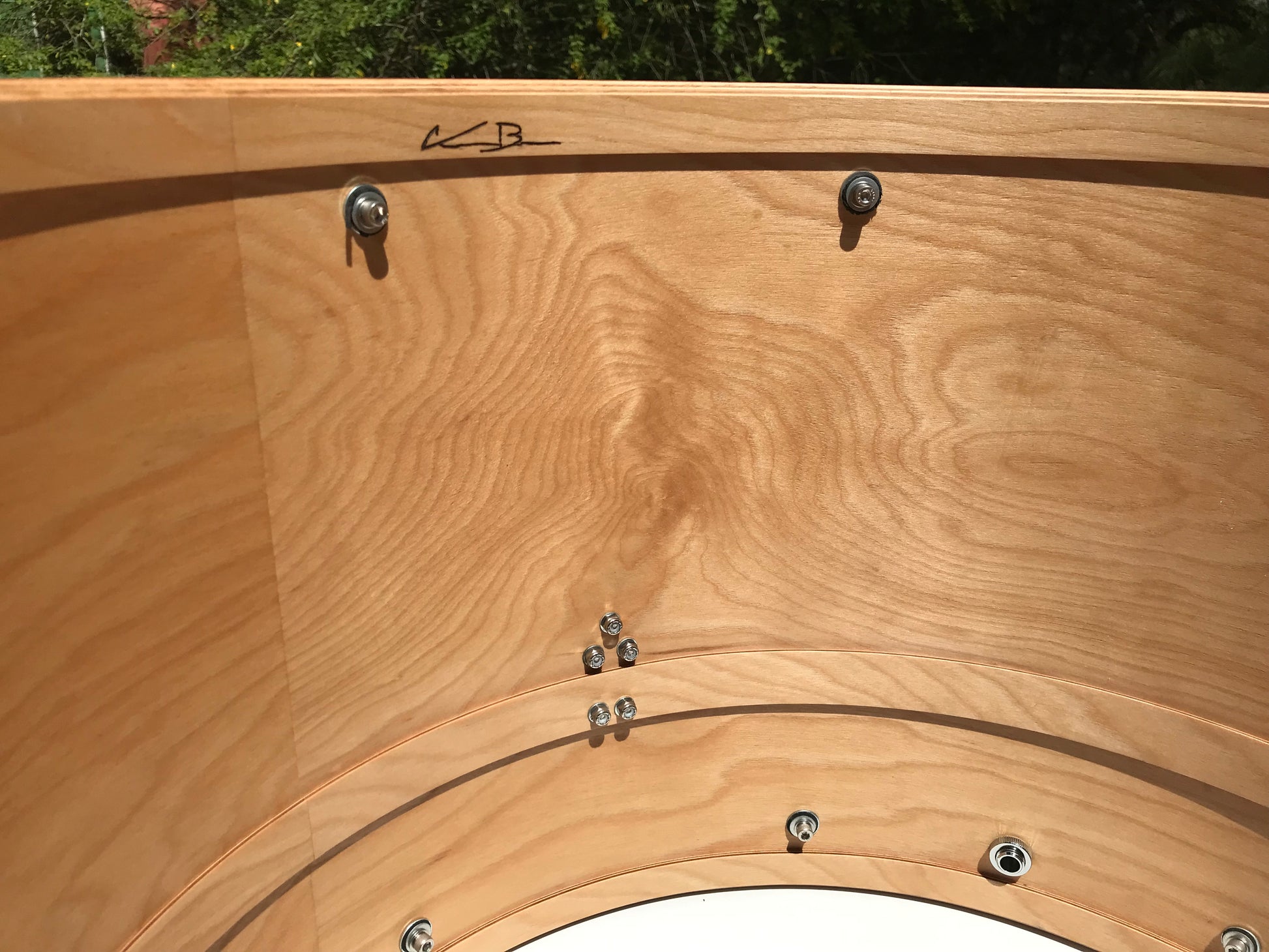 interior view of a birch nesting drum shell