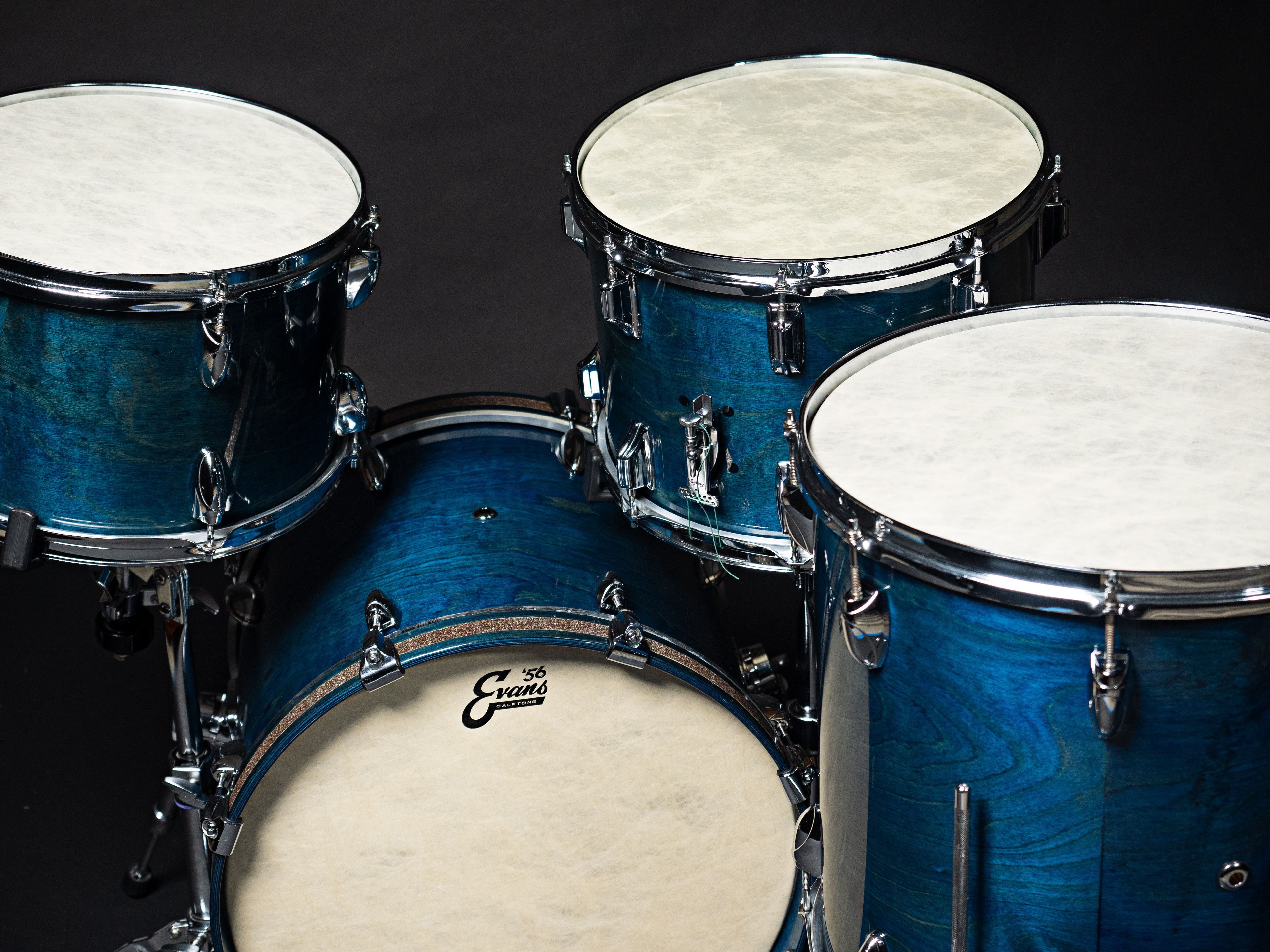 Brownie drum company custom drums wood dye seaweed blue