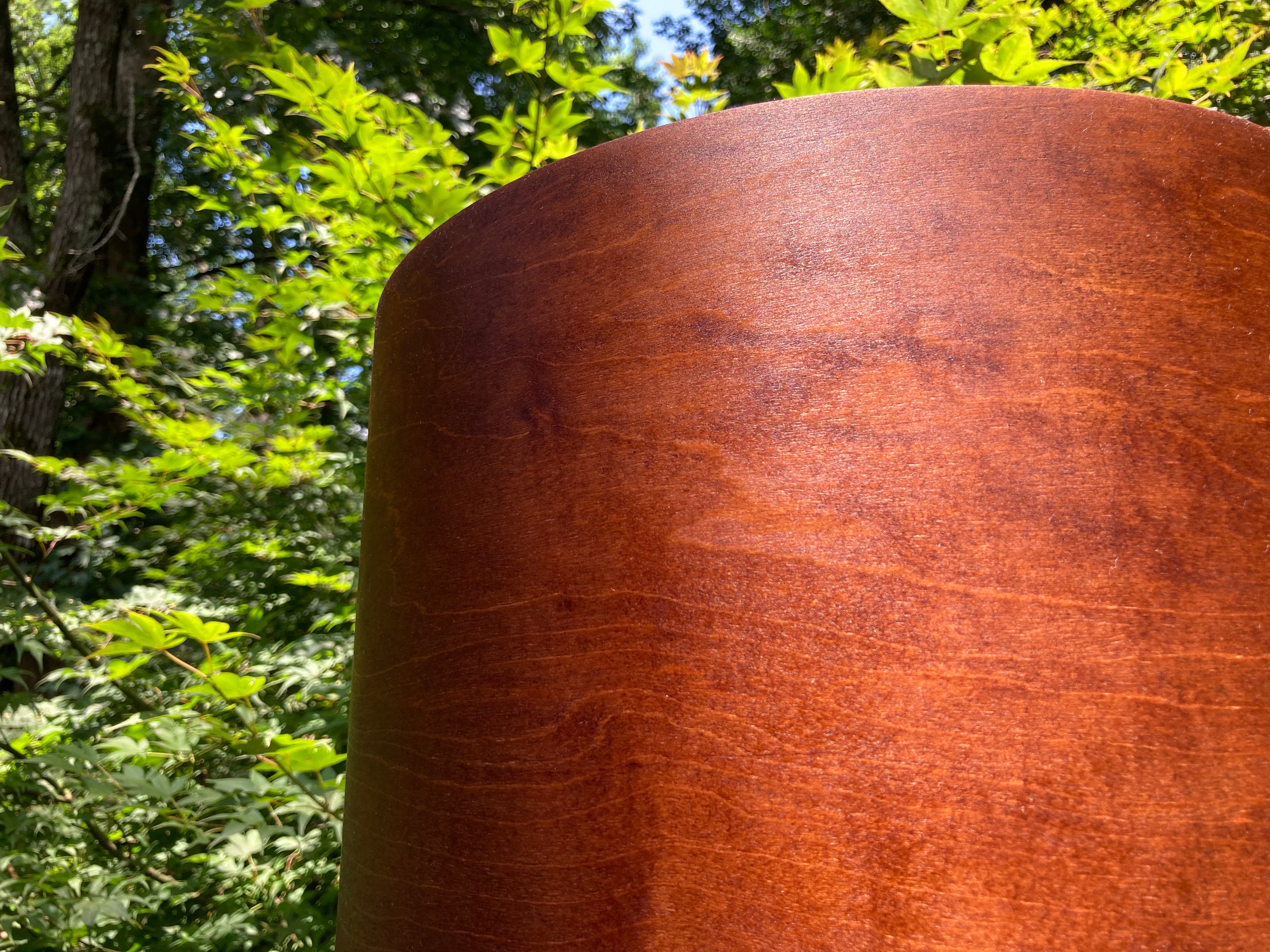 drum shell with a brown oil and wax finish