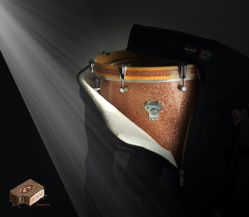 Custom Nesting Drum Kit packed in a single soft-shelled carrying case