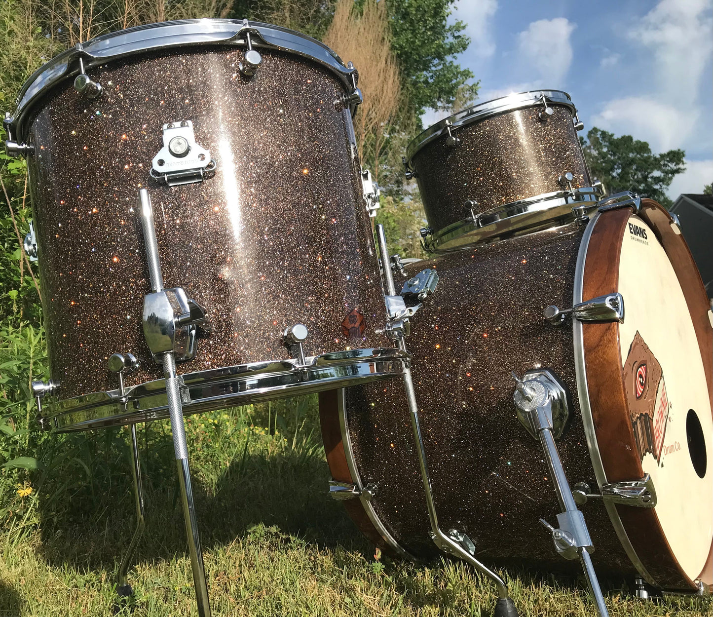3-piece nesting drum set finished in a brown sparkle metal flake