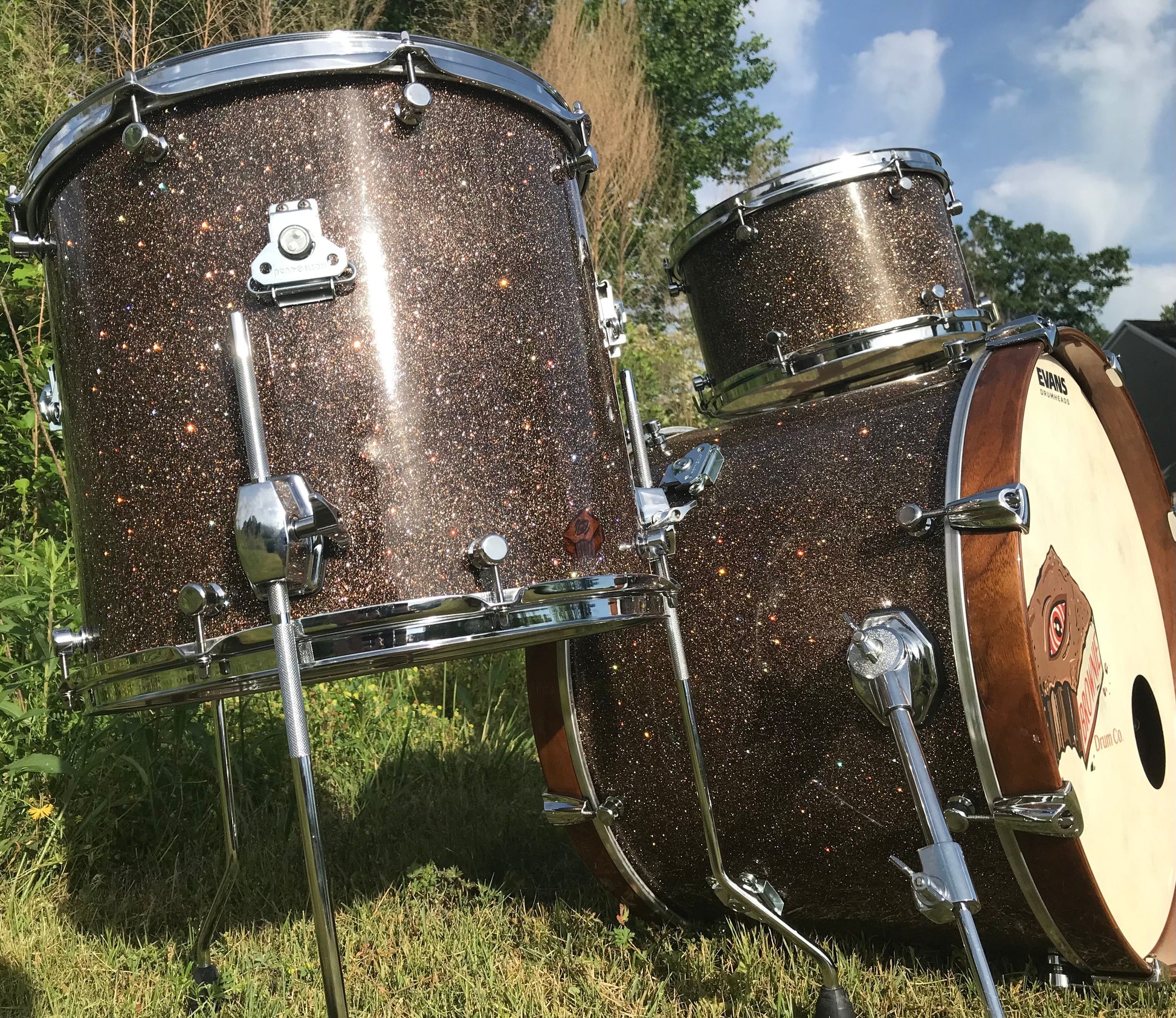 3-piece nesting drum set finished in a brown sparkle metal flake