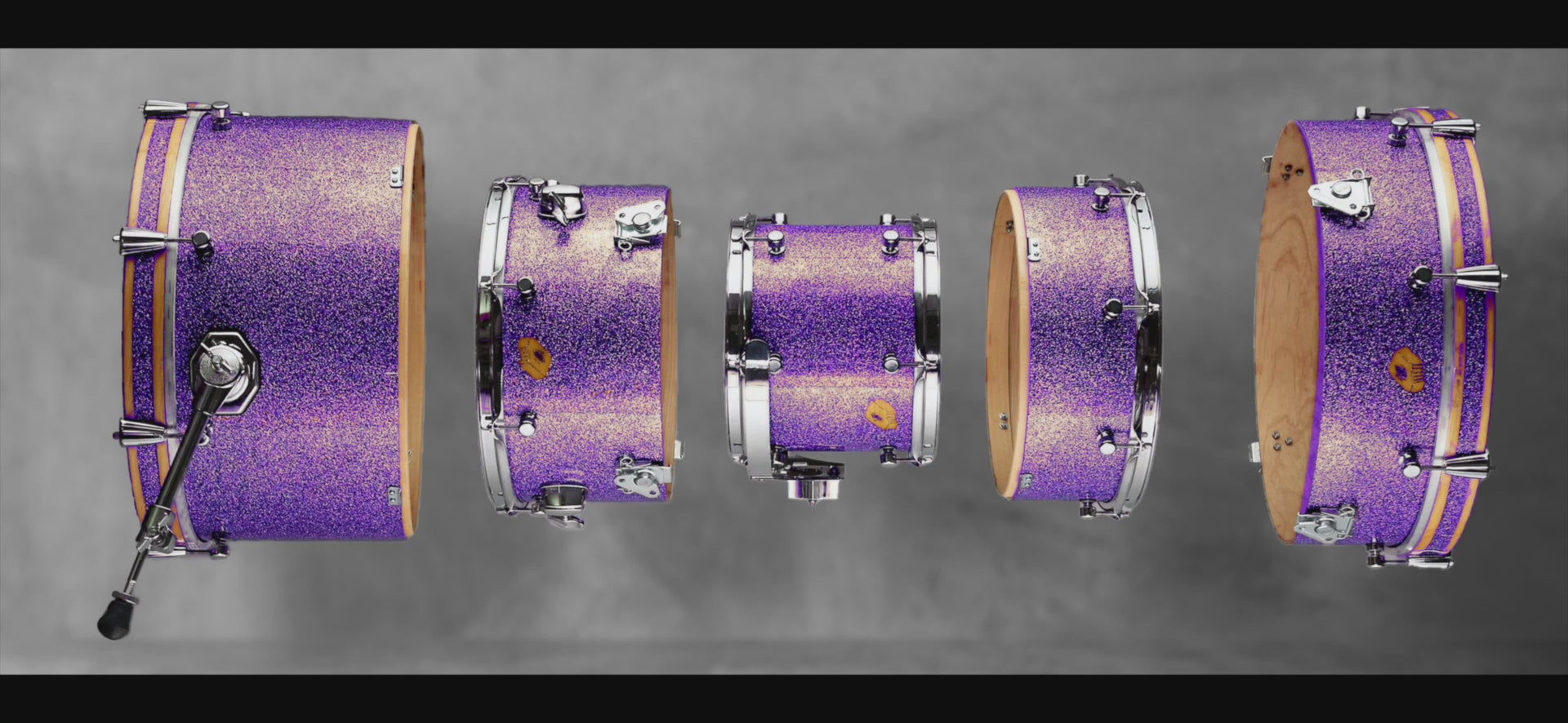 Load video: compact drums nesting drum set travel drums