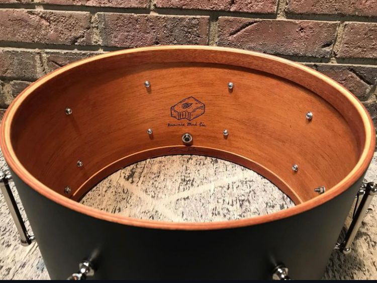 interior view of mahogany custom snare drum